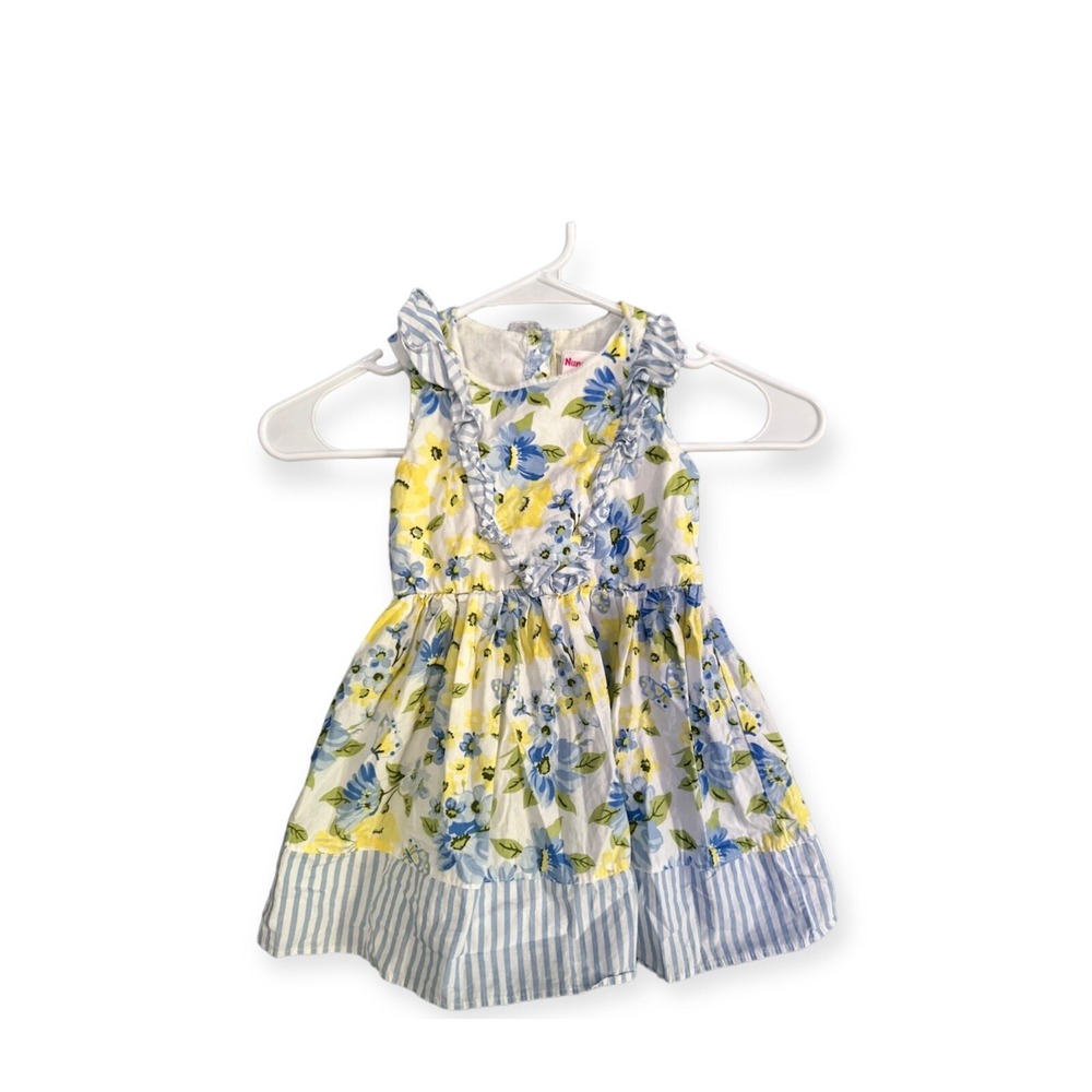 Nannette Kids Floral Sundress Blue Yellow Ruffle Dress Girls 3T Spring